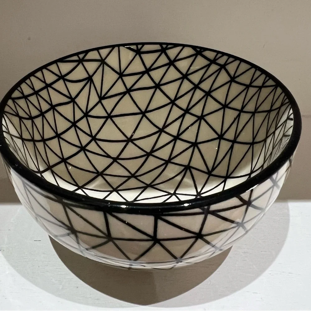 SHORT ST_ORIES Geometric Black and White Ceramic Bowl Set of 3  Price: $25.00 - Picture 3 of 8